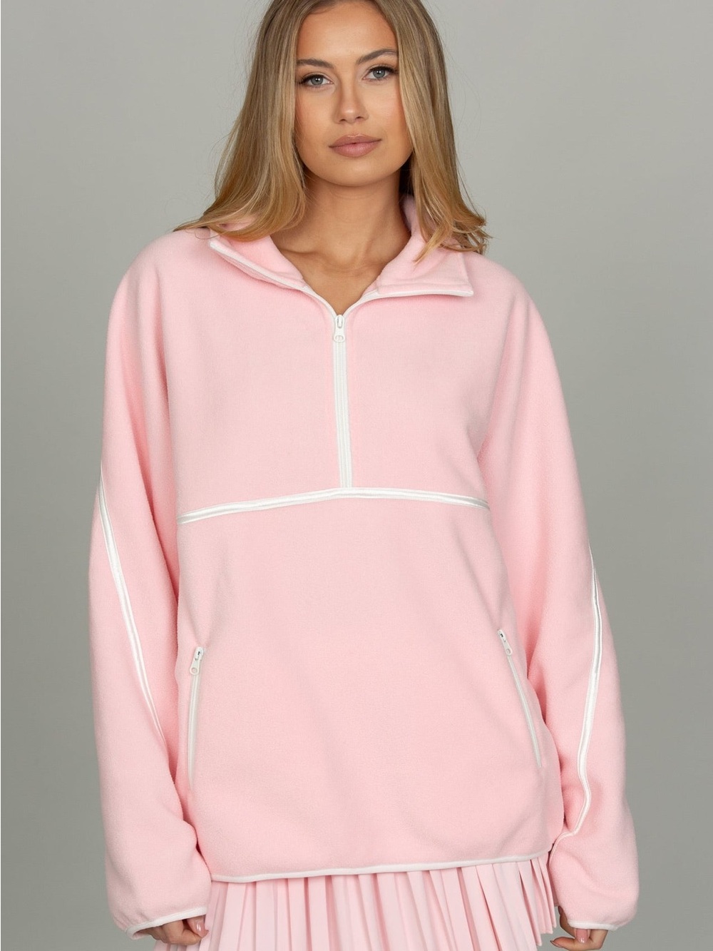 GOLD HINGE | Almond Blossom Minimalistic Half-Zip Pullover